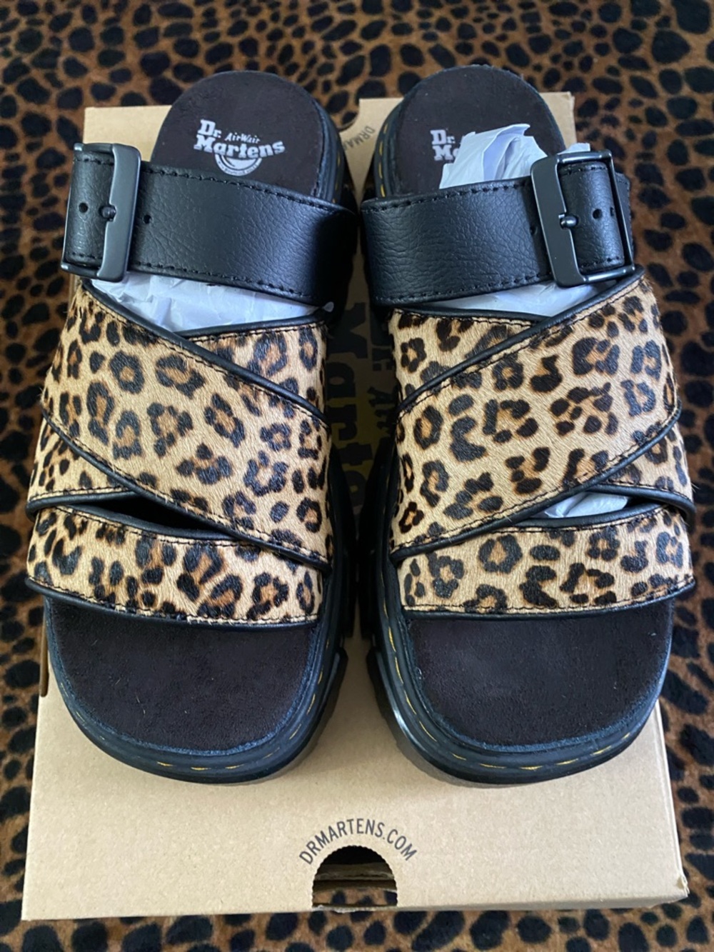 Dr. Martens Mattison Slide Leopard Print Platform Slide Brand New in Box Size 7